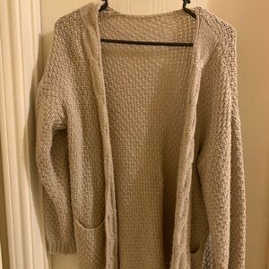 Cozy Beige Knit Cardigan, no size listed but fits as S-M.